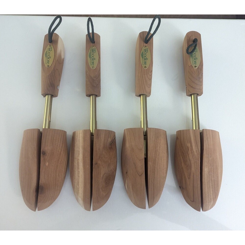 Lot 2 Pair Cedar Shoe Trees Forms Woodlore Large & Adjustable Moisture Wicking